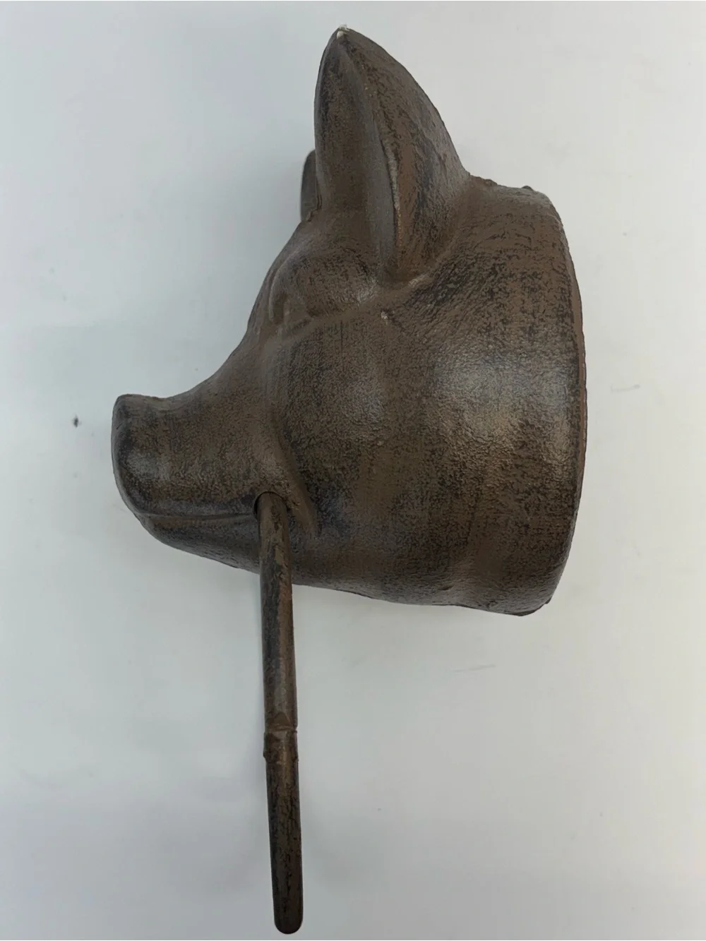 Vintage Large Cast Iron Pig Head Wall Hung Towel Holder Hog Head Heavy